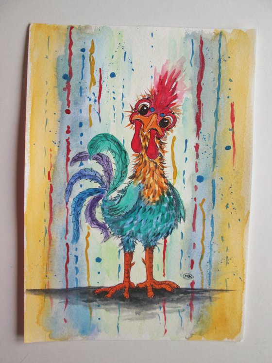 Funny Rooster Chicken in Abstract