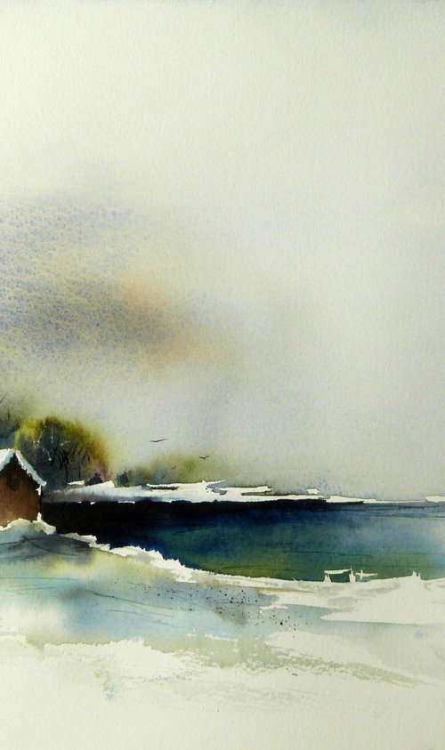 By a freezing lake. Original Watercolour Painting. by Graham Kemp