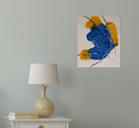 Blue and Yellow Abstract, 35x42 cm