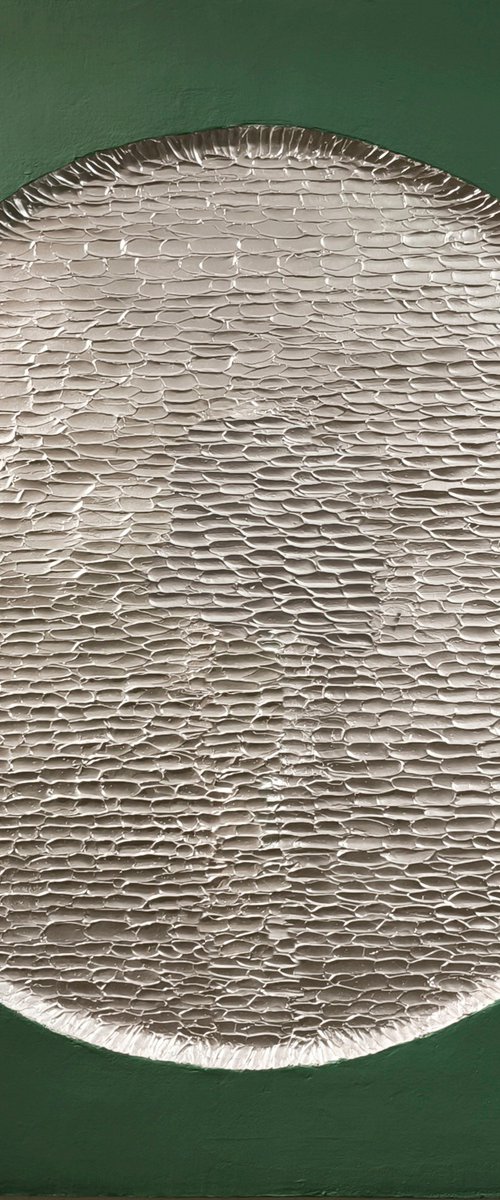 "Green Mars" Silver abstract textured art by Alex Zy