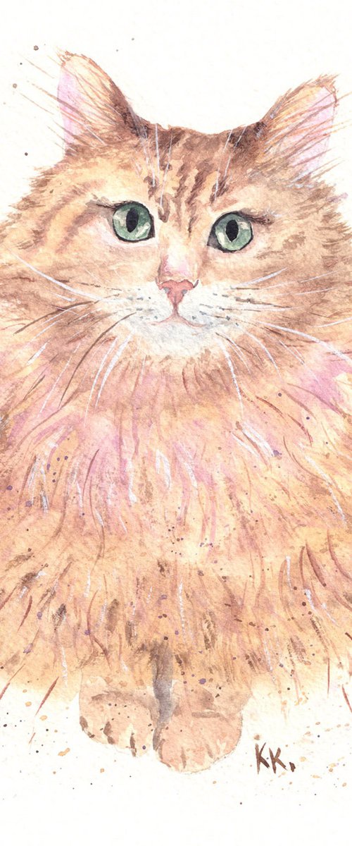 Fluff Happens. Original Cat painting by Katerina Koroleva
