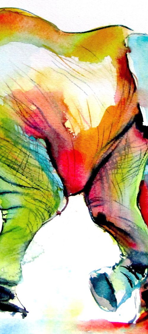 Colorful elephant alone II by Kovács Anna Brigitta
