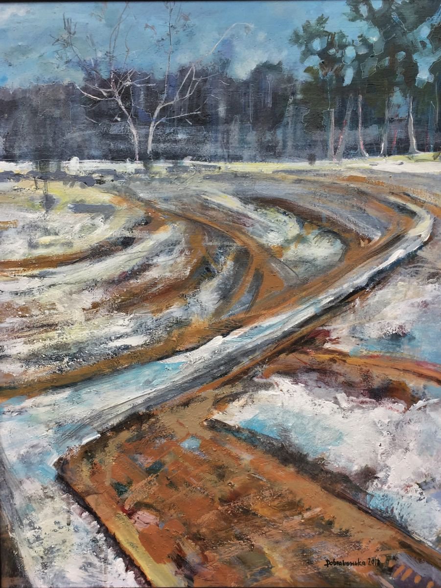 Winter dirt road by Anetta Dobrakowska