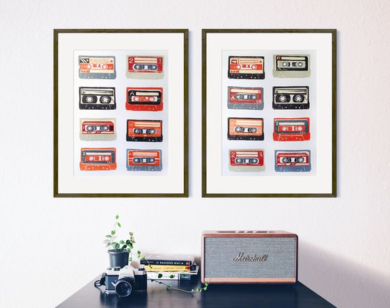 Linocut cassette tapes #60