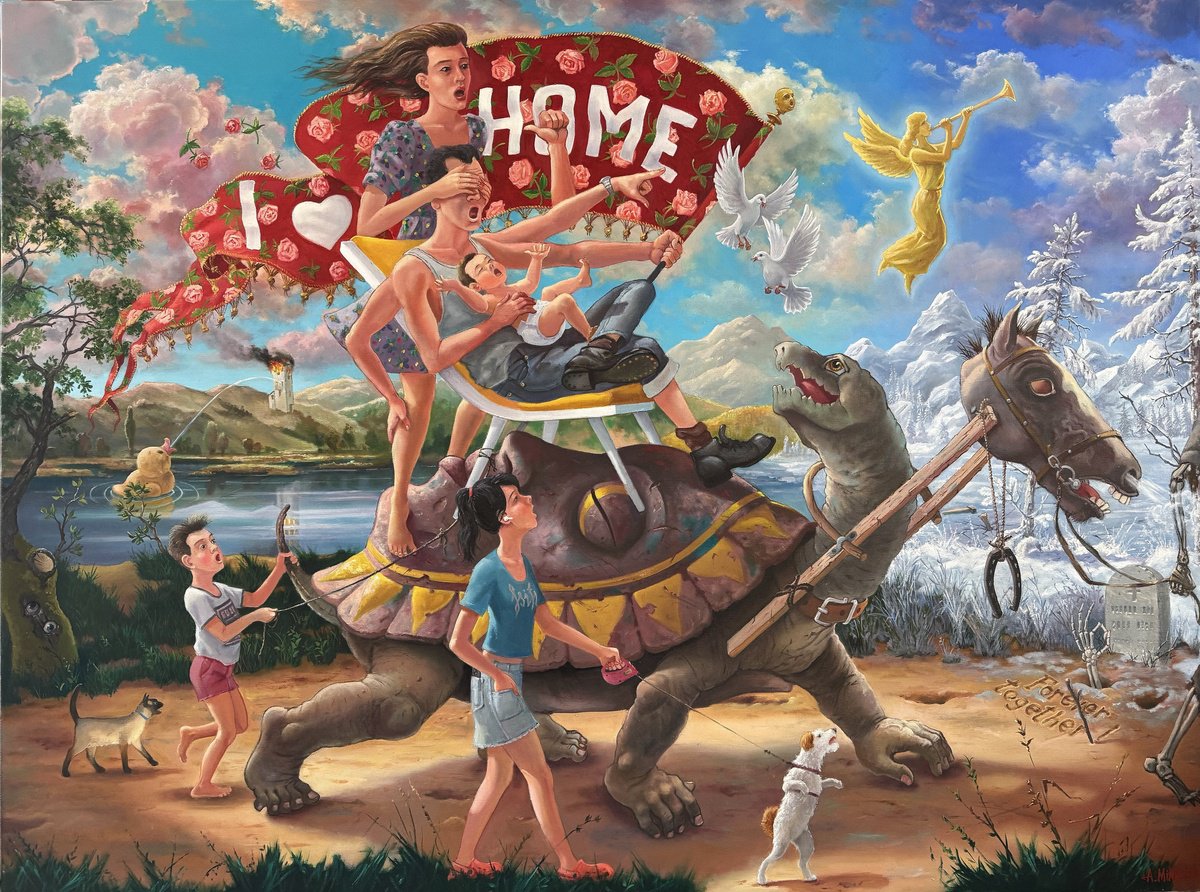 Photorealistic Portrait Oil Painting By Alexander Mikhalchyk, 47 X 35, Family Song., Original Artwork