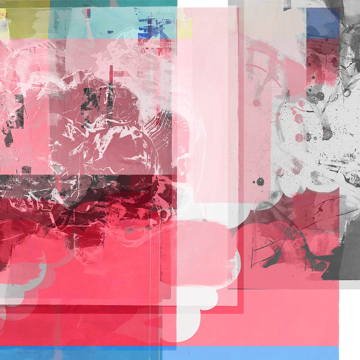 Abstract Collage By The Most Active, 17 X 17", Upside Down Part 2, Original Artwork