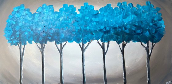 Teal Blue Trees 4