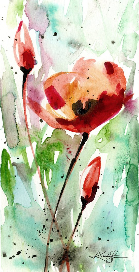 Poppy Love Collection 7 -  3 Watercolor Flower Paintings by Kathy Morton Stanion