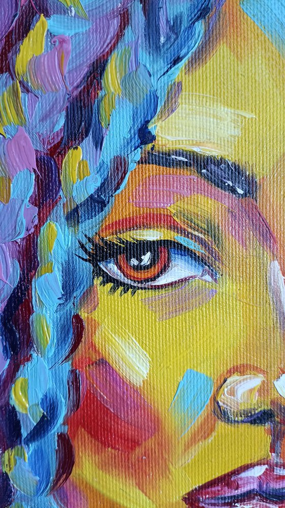 Sparkle in the eyes - portrait, oil painting, woman portrait, woman, woman face, face oil painting