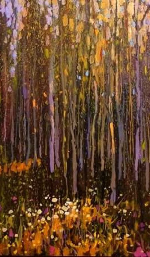 sunny forest, original painting by Sergey  Kachin