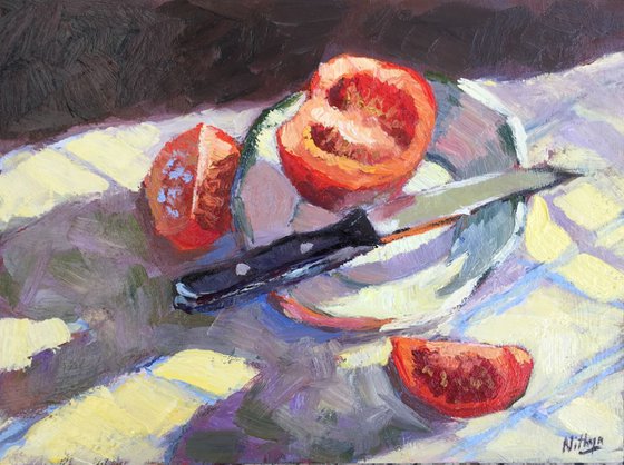 Sunny tomatoes - Original Still Life in Oils