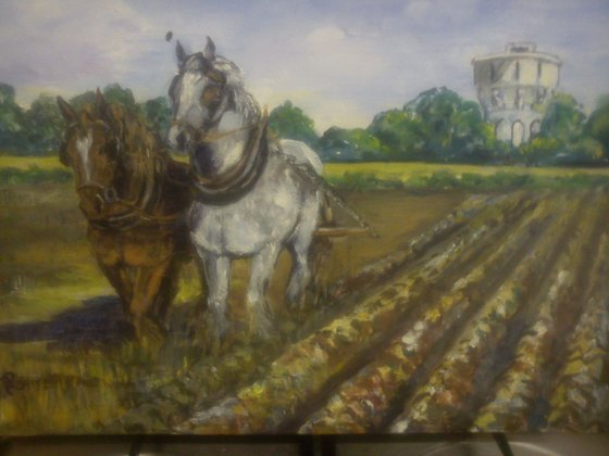 Ploughing by the Watertower, Yorkshire.