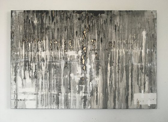 Blind rain. Painting in shades of gray.