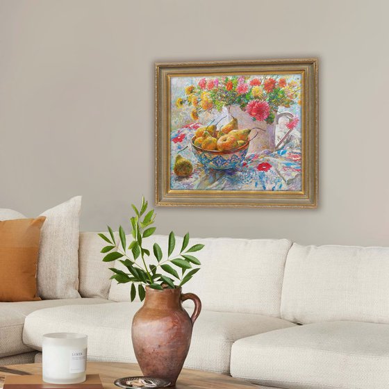 Still life with honey pears