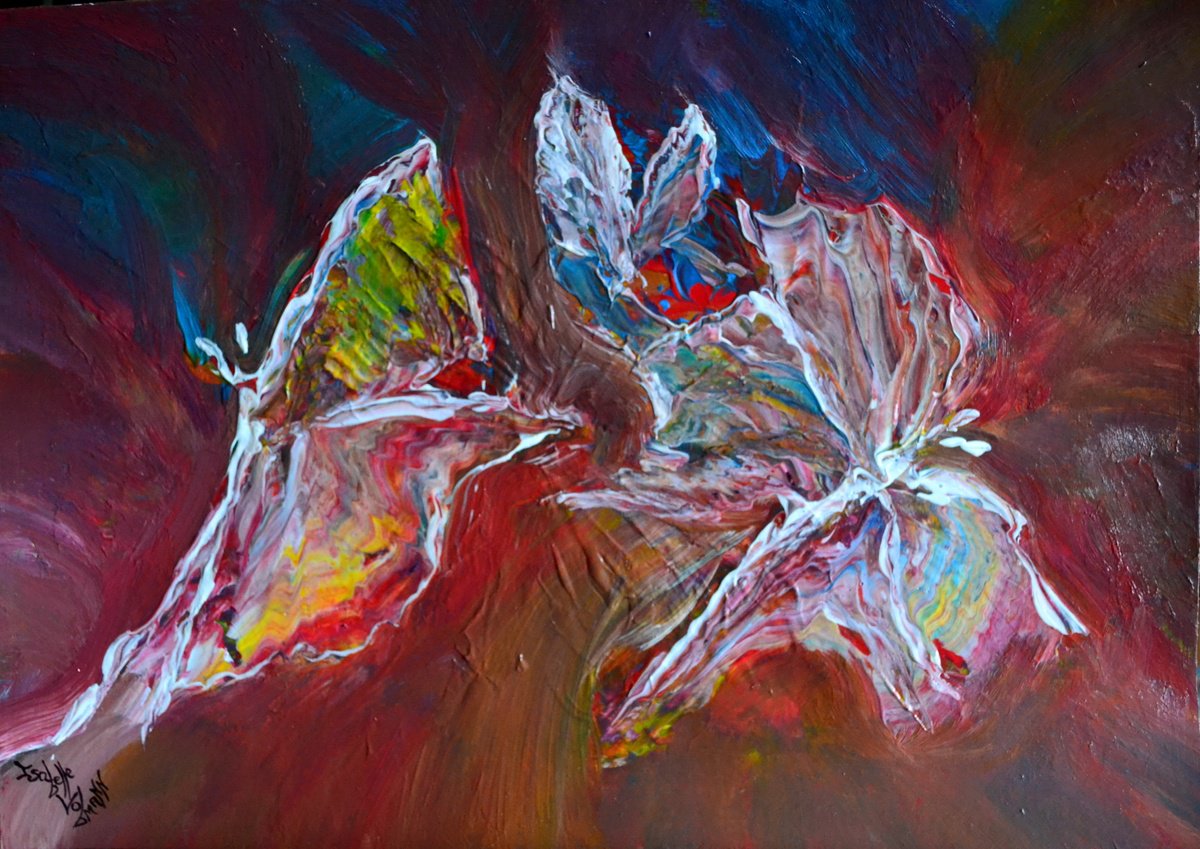 Expressive Abstract Acrylic Painting By Isabelle Vobmann, 17 X 12, Paper Dream 22, Original Artwork