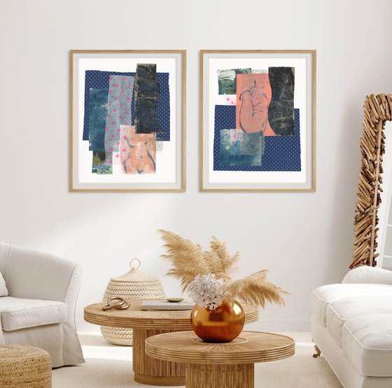 Abstract collage set with nude