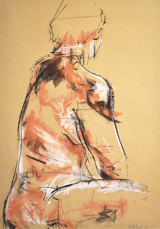 Study of a female Nude - Life Drawing No 411