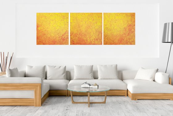 Eruption - triptych textured minimalistic painting