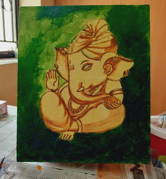 Baby Ganesha with a red turban