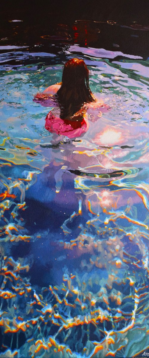 Lone Star - Swimming Painting by Abi Whitlock