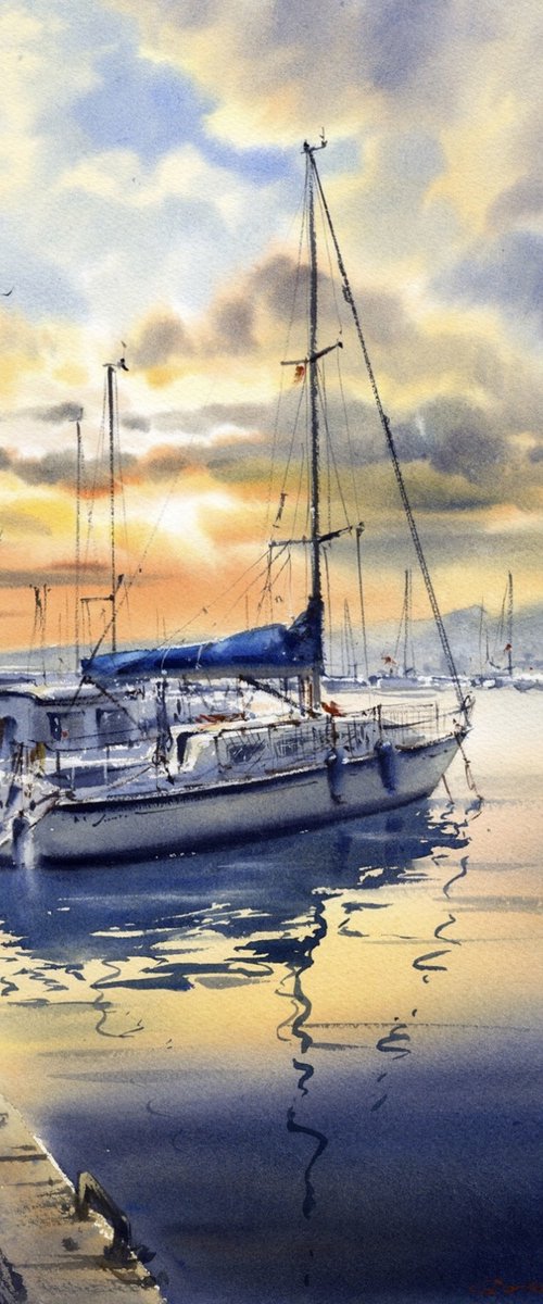 Golden Hour at the Pier by Eugenia Gorbacheva