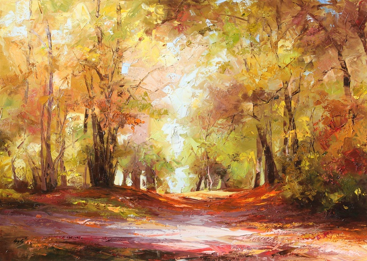 Autumn Forest Oil Painting By Szakacs Eva Artfinder