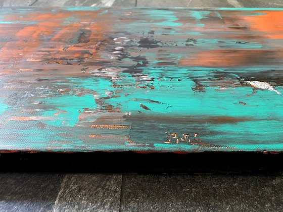 "Trip The Light Fantastic" - Original PMS Large Abstract Acrylic Painting On Canvas - 40" x 16"