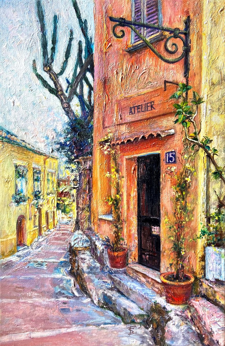 Impressionistic Cityscapes Oil Painting By Elvira Sesenina, 8 X 12, Atelier In Menton, Original Artwork
