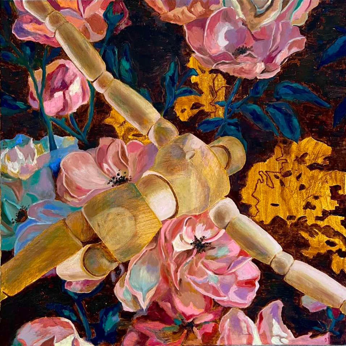 Abstract Botanical Oil Painting By Olha Trykolich, 28 X 28", Dive Deep Inside Yourself, Original Artwork