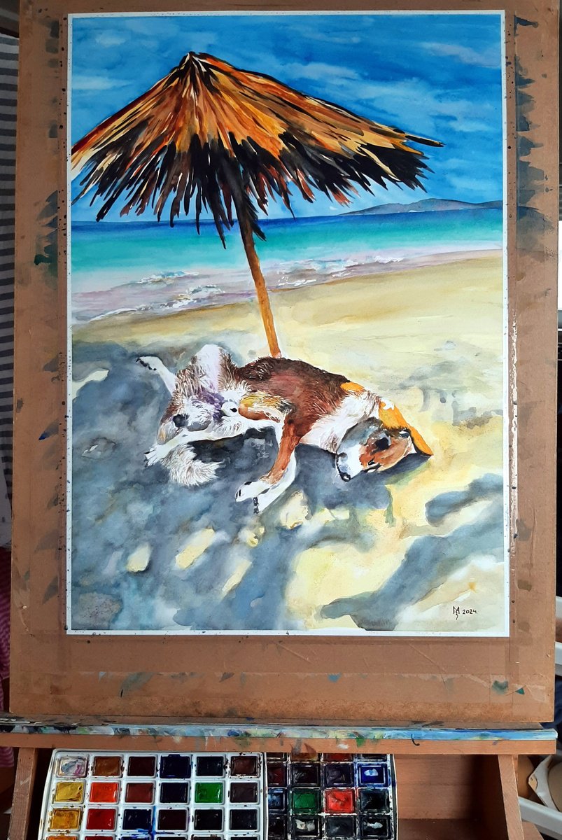 Impressionistic Animal Watercolour By Zoran Mihajlovic Muza, 19 X 27", Cooling, Original Artwork