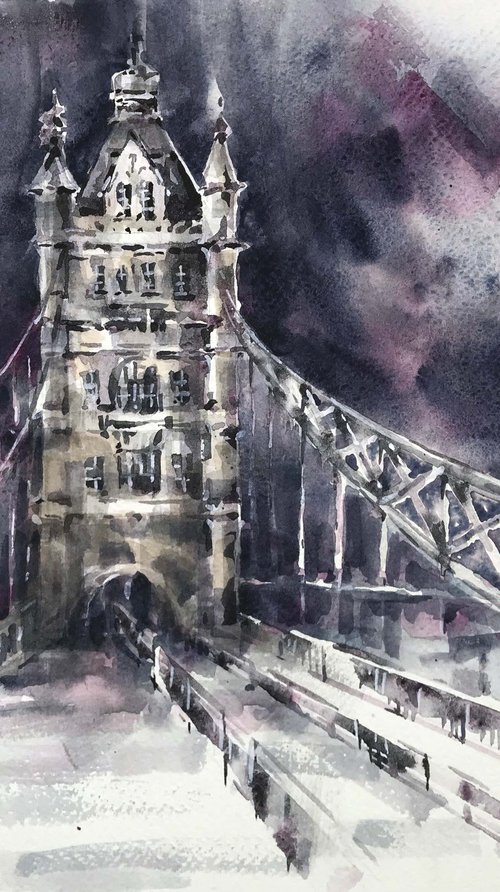 Tower bridge. one of a kind, original painting by Galina Poloz