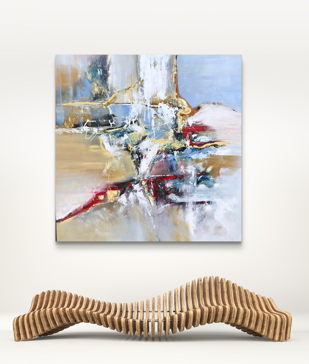 Abstract Painting By Snezana Djordjevic, 39 X 39", The Soul Of The Mediterranean, Original Artwork