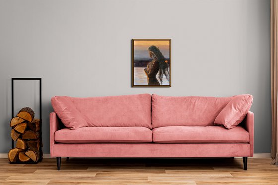 Naked woman by the river