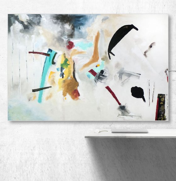 Red Bridge -Large Abstract Painting