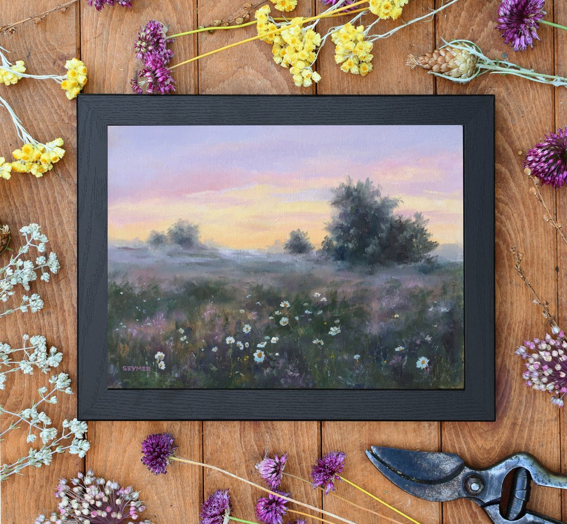 Original Painting Sunrise Light flowers Landscape 16x20 canvas signed Art  MKravt
