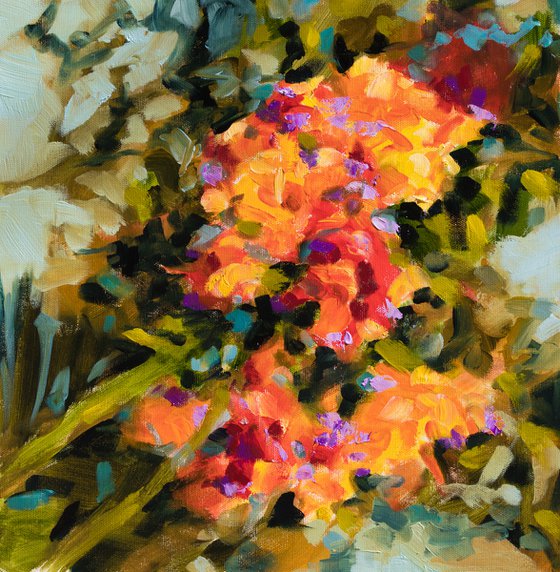 Gladioli - floral abstract - oil painting