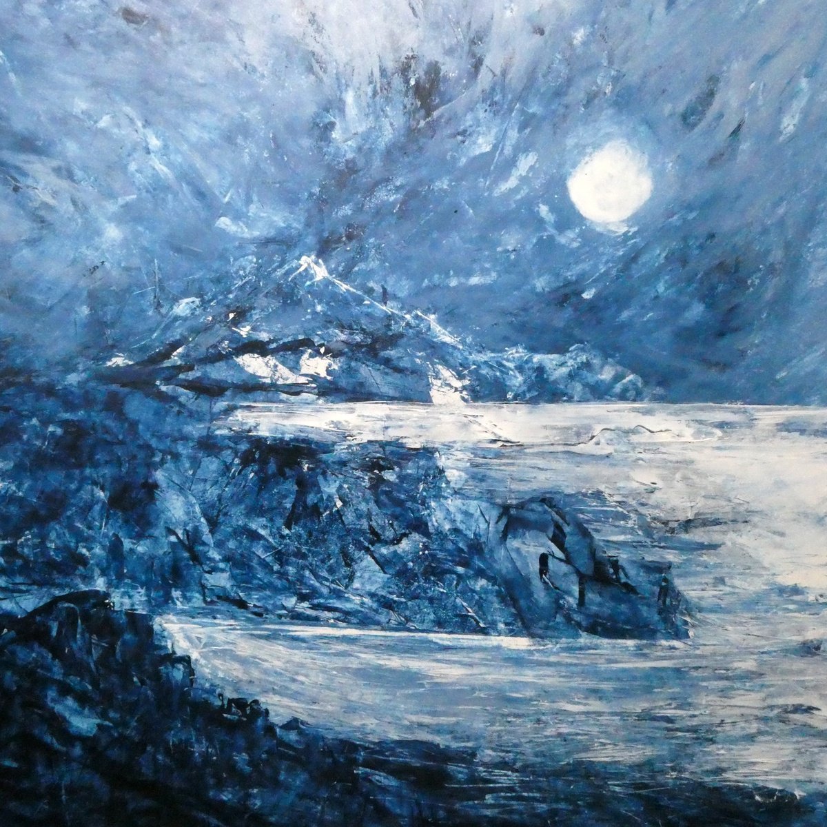  Blue Moonlit Shores By Oconnart, 34 X 34, Artwork For Sale On Artfinder