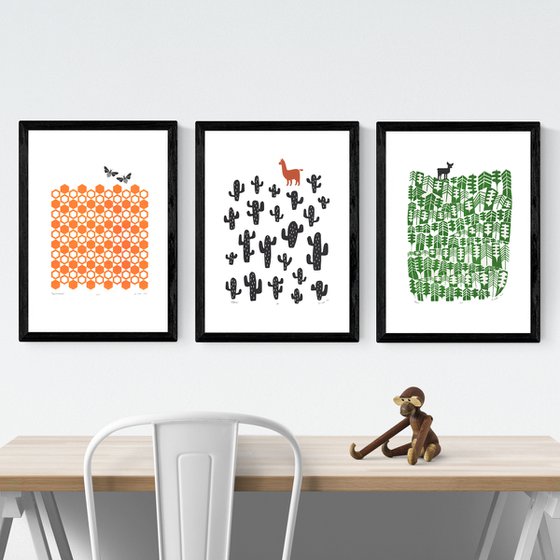 3 x A3 size FRAMED print bundle -SAVE 15% FREE UK Delivery