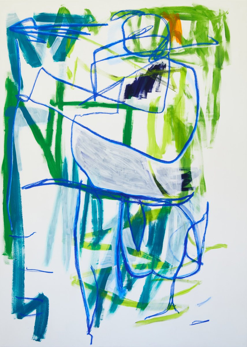 Expressive Portrait Oil Painting By Simon Findlay, 59 X 83", Caro Putting On Jeans, Original Artwork