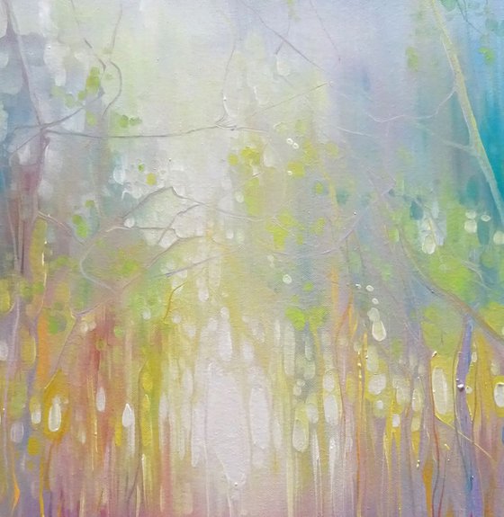 Chasing a Dream abstract woodland path painting