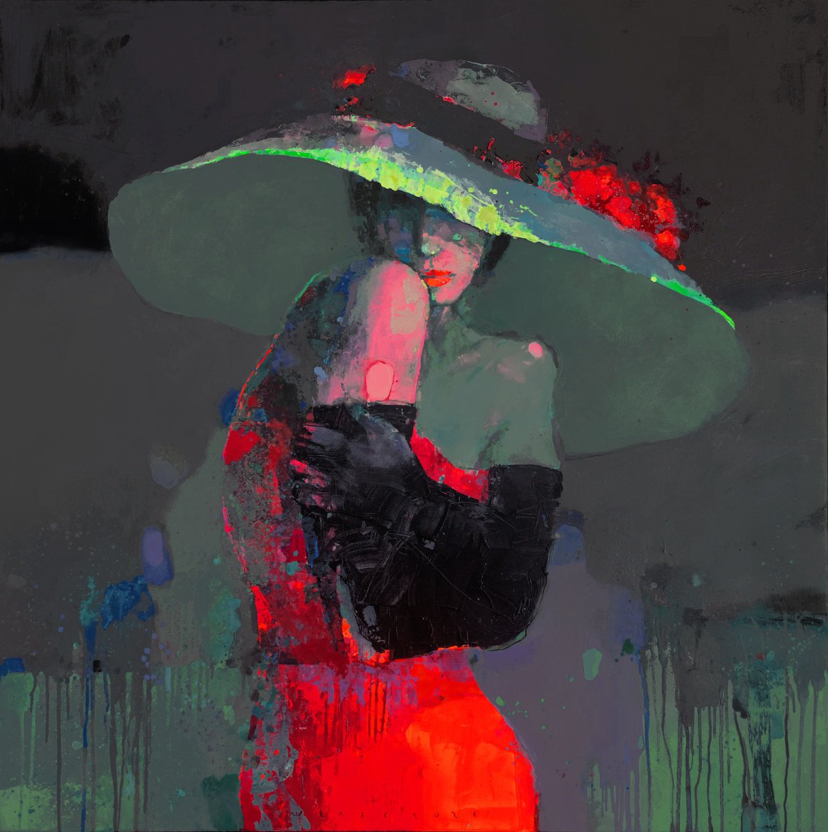 Expressive Oil Painting , Evening Mirage By Victor Sheleg, 43 X 43, Artwork For Sale On Artfinder
