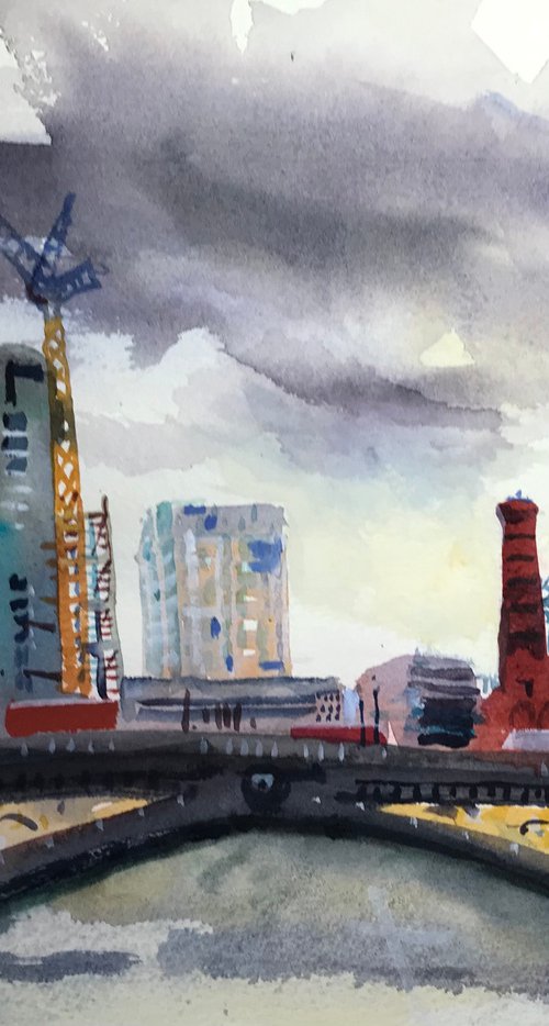 Dark Cloud over Battersea Bridge by Catherine Evans