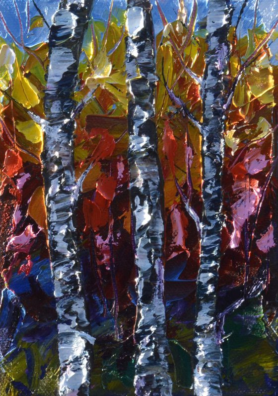 "Mini Birch Trees" palette knife