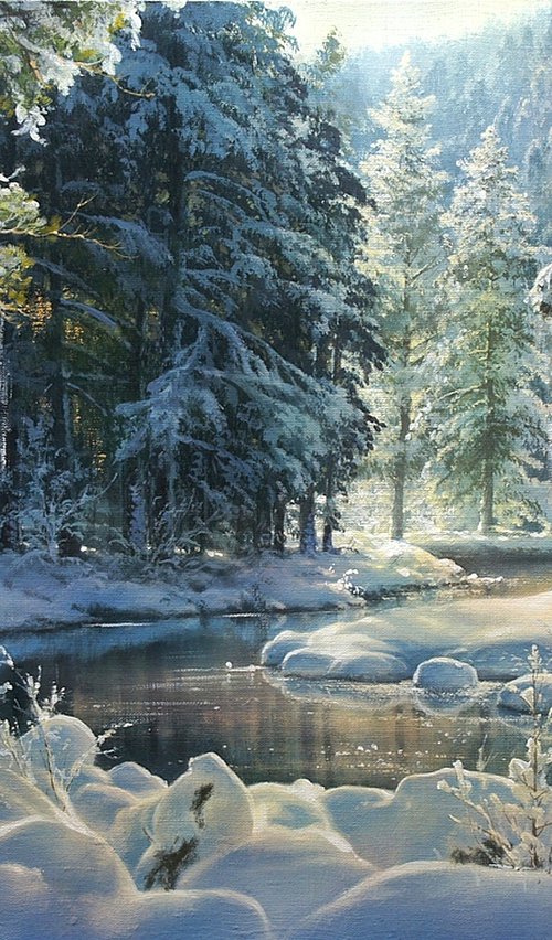 Winter morning by Viktar Yushkevich YUVART