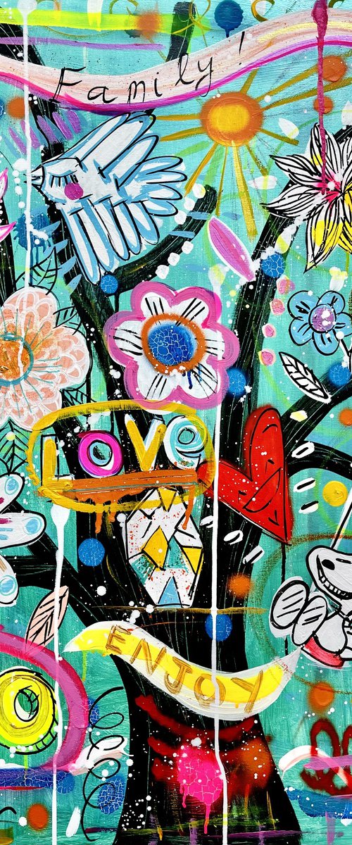 Love my Family (92x73cm) ready to hang by Mercedes Lagunas