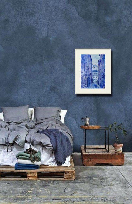 Blue dusk in the Spanish town