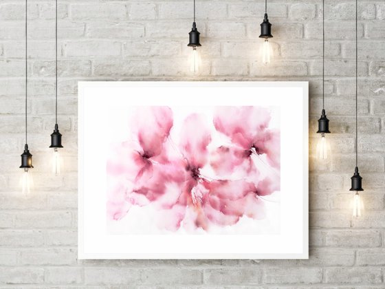 Pink abstract floral painting