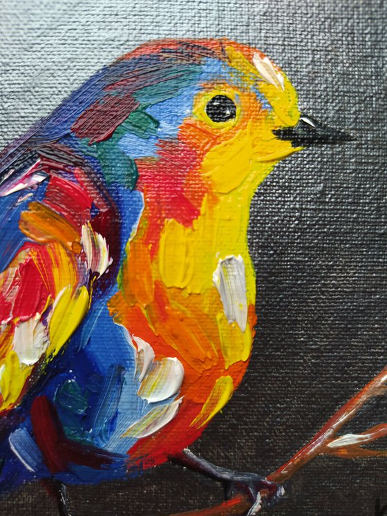 Triptych - birds, birds in love, oil painting, colored birds, love, for lovers, small birds, animals