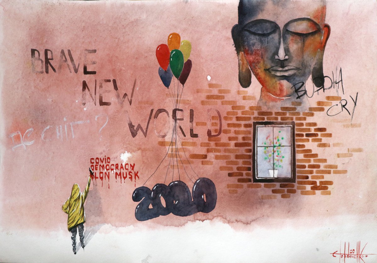 Photorealistic Cityscapes Watercolour By Eugene Gorbachenko, 24 X 17, Reflection 2020 Watercolor Painting 42*60Cm, Artfinder