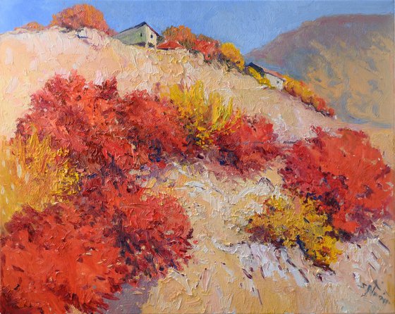 Red Trees, Autumn Landscape